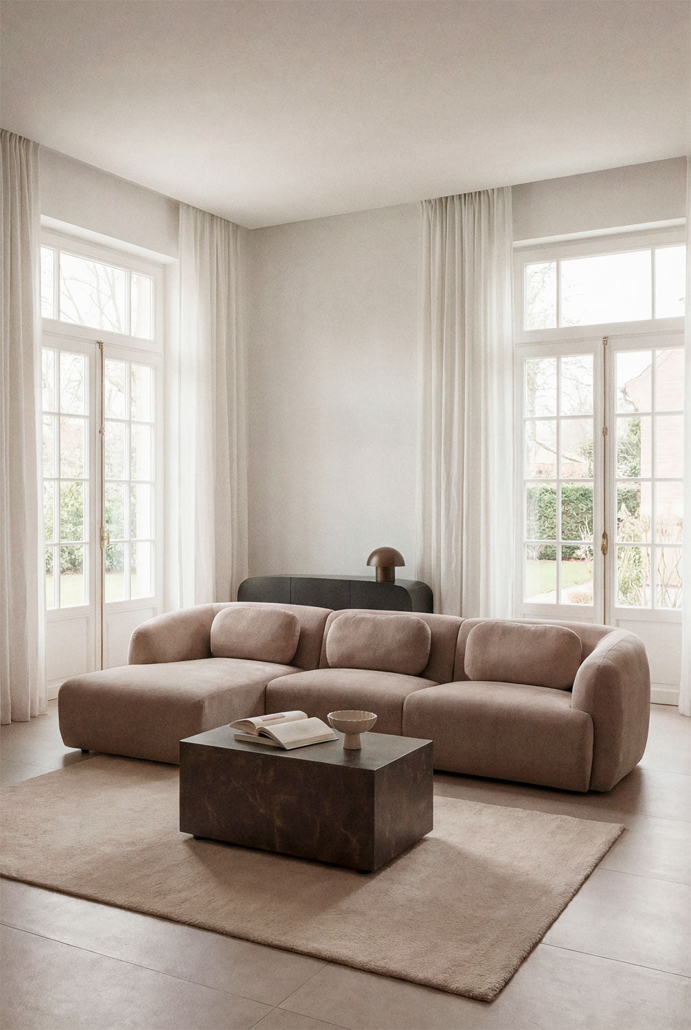UV HOME 3-piece left chaise longue modular sofa in chenille Coquette