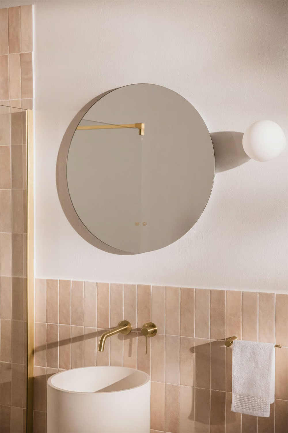 UV HOME Round wall mirror for bathroom with LED light and anti-fost Ribs