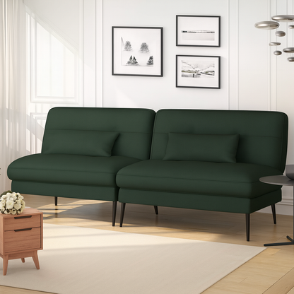 Modern Green Two-Seater Sofa with Pillows – UV Homes