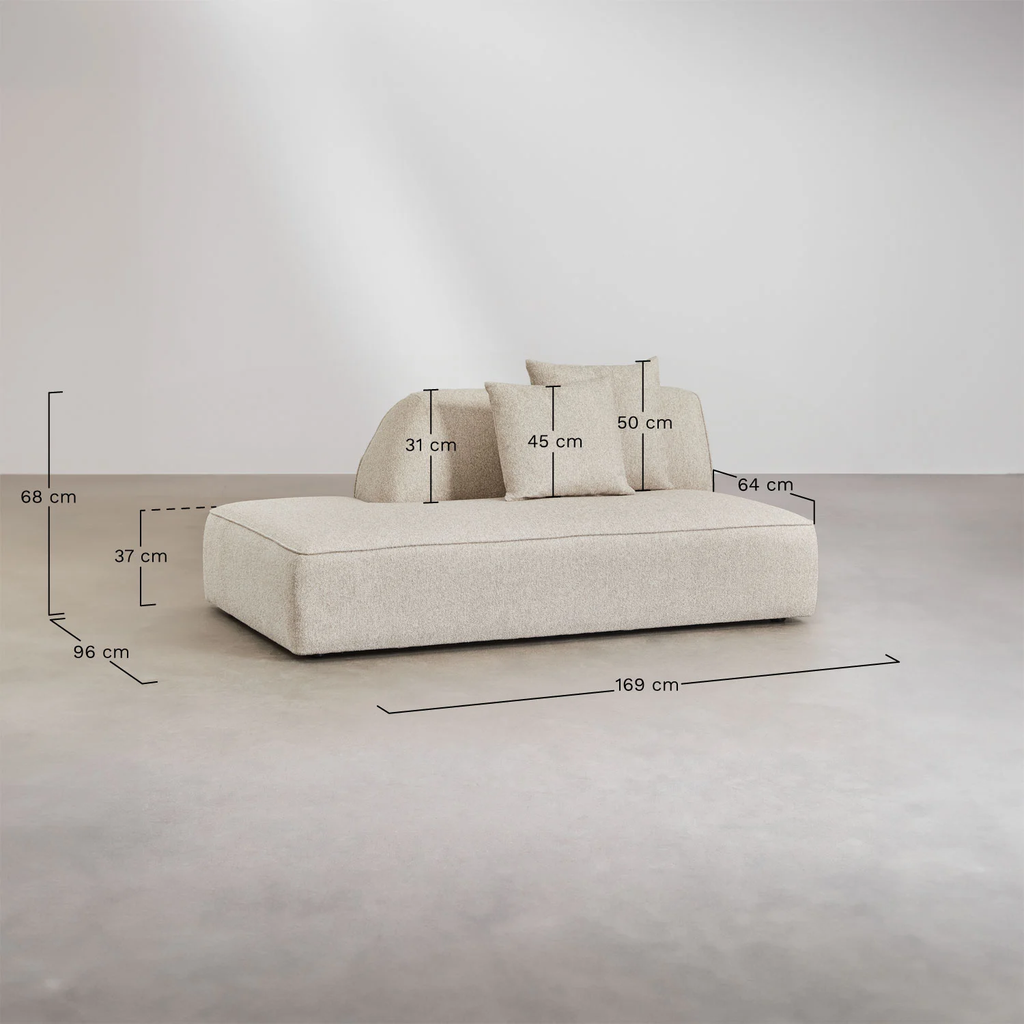 UV HOME Left divan module for upholstered modular sofa Cardea