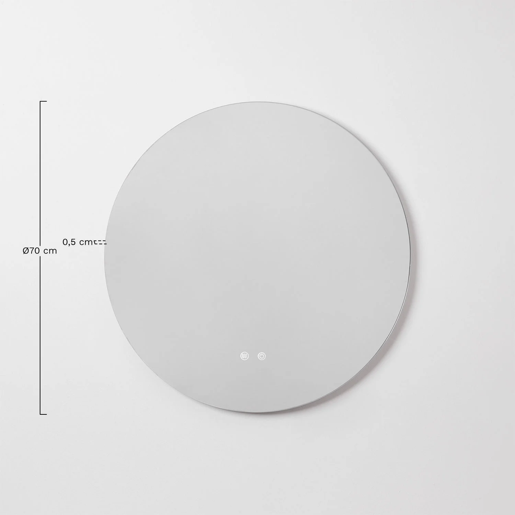 UV HOME Round wall mirror for bathroom with LED light and anti-fost Ribs