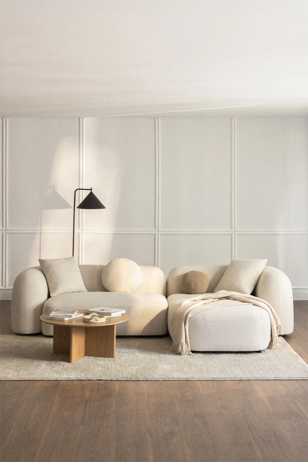 UV HOME 2-piece modular chaise longue sofa right, in Coco Chenille