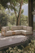 UV HOME Brivori 4-piece modular corner garden bench with acacia wood side table