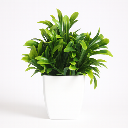UV HOME Artificial Green Potted Plant – Decorative Faux Plant in White Pot