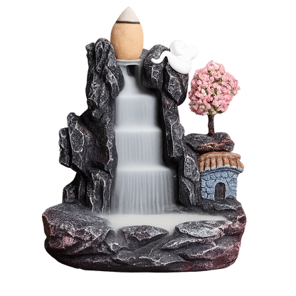 UV HOME Backflow Incense Burner Waterfall with Tree and Pagoda
