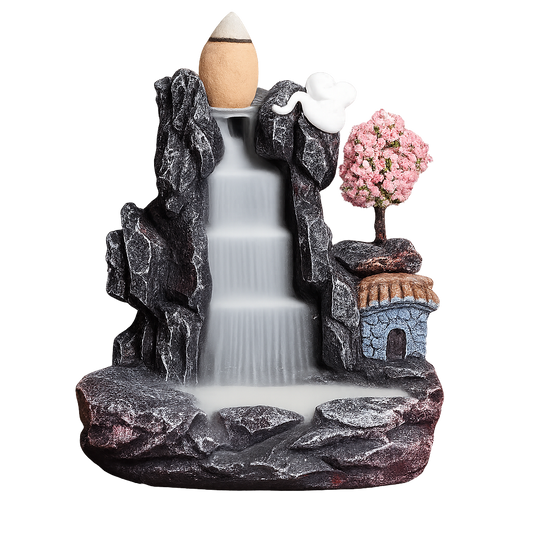 UV HOME Backflow Incense Burner Waterfall with Tree and Pagoda