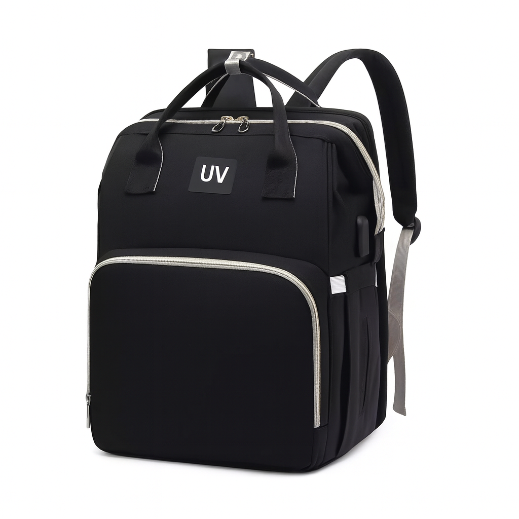 UV HOME – Lightweight Portable Mommy Bag with Foldable Crib, Large-Capacity Travel Maternity Backpack for Moms & Babies