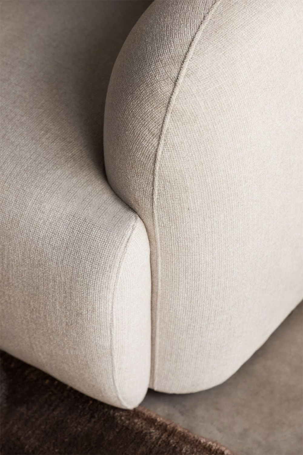 3-piece modular right chaise longue sofa in chenille Coquette