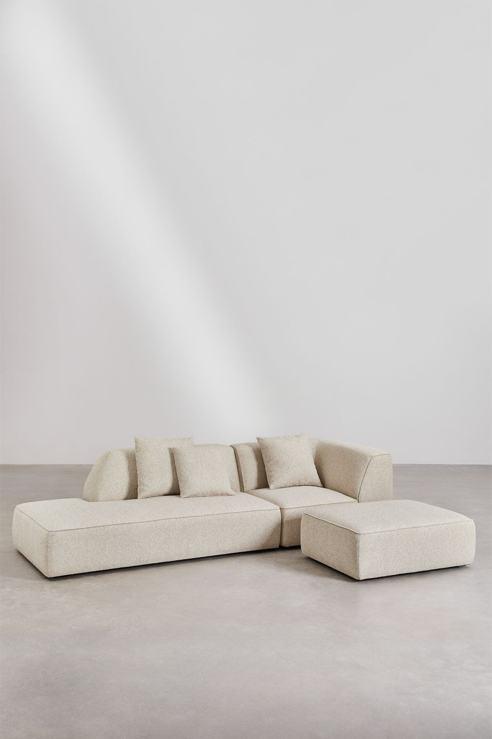 UV HOME Cardea 2-piece modular corner sofa with chaise longue left and upholstered pouf
