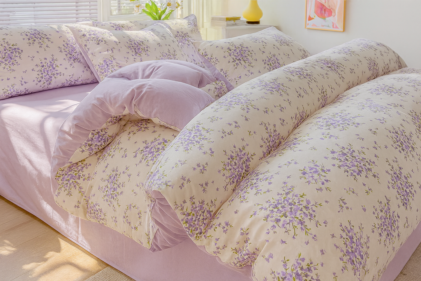 UV HOME – Washed Cotton Double Yarn Single Duvet Cover | Small Floral Korean Style Bedding