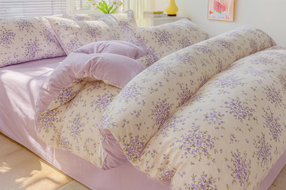 UV HOME – Washed Cotton Double Yarn Single Duvet Cover | Small Floral Korean Style Bedding