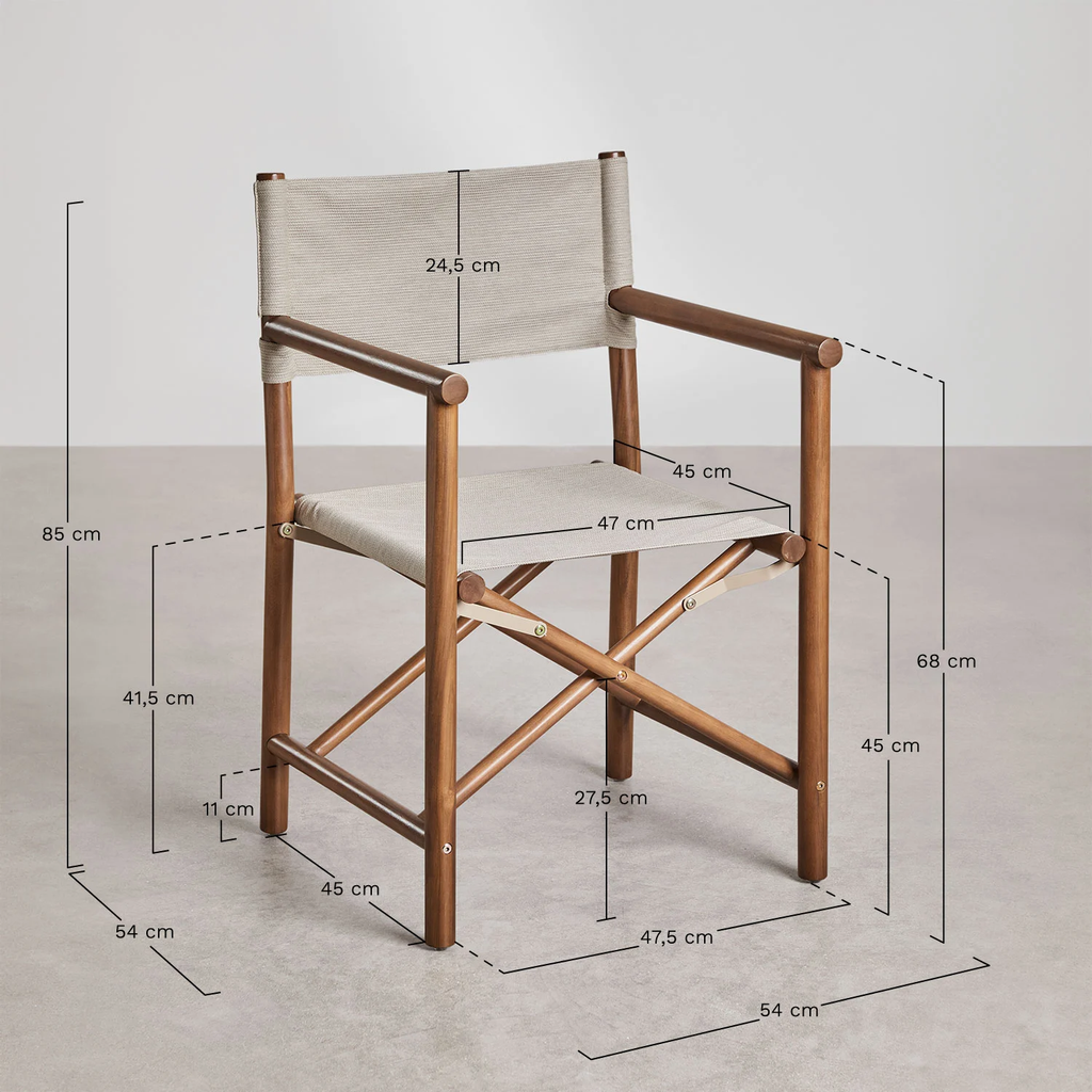 UV HOME Folding director's chair for the garden made of acacia wood Olivia