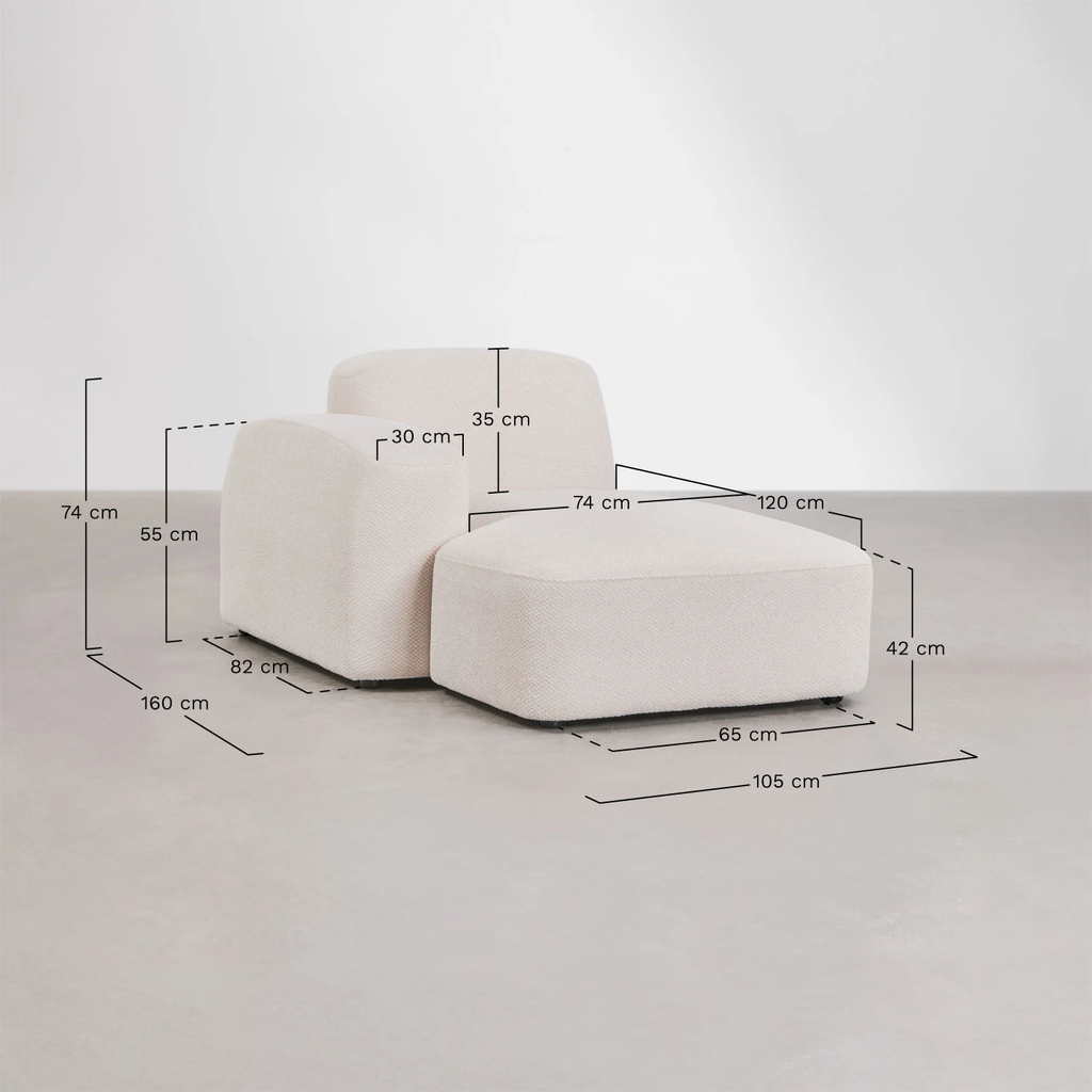 UV HOME Left chaise longue module for Bastian modular sofa