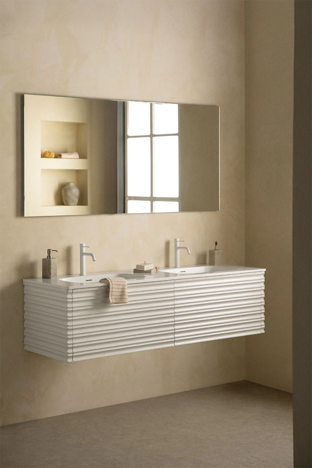 UV HOME Noura Floating Wooden Bathroom Vanity Set with Integrated Sinks