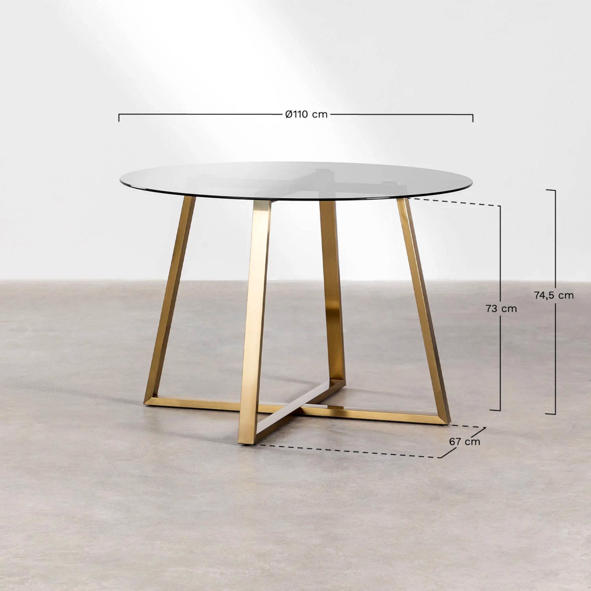 UV Home Salyms Round Table - Glass & Steel