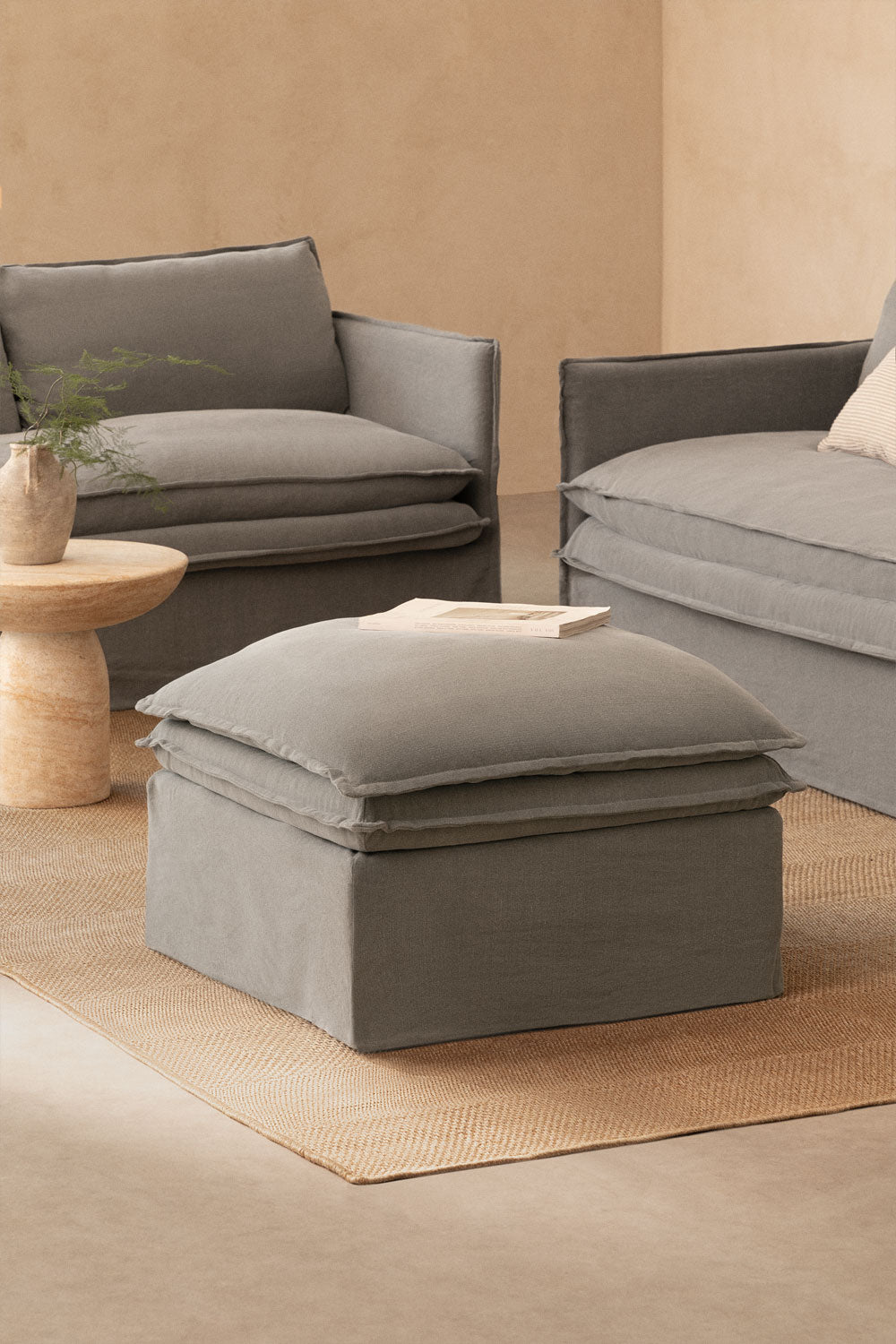 UV HOME Grace pouf in linen and cotton