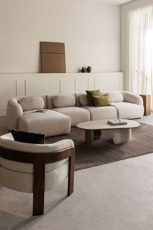 UV HOME 4-piece left modular chaise longue sofa in chenille Coquette