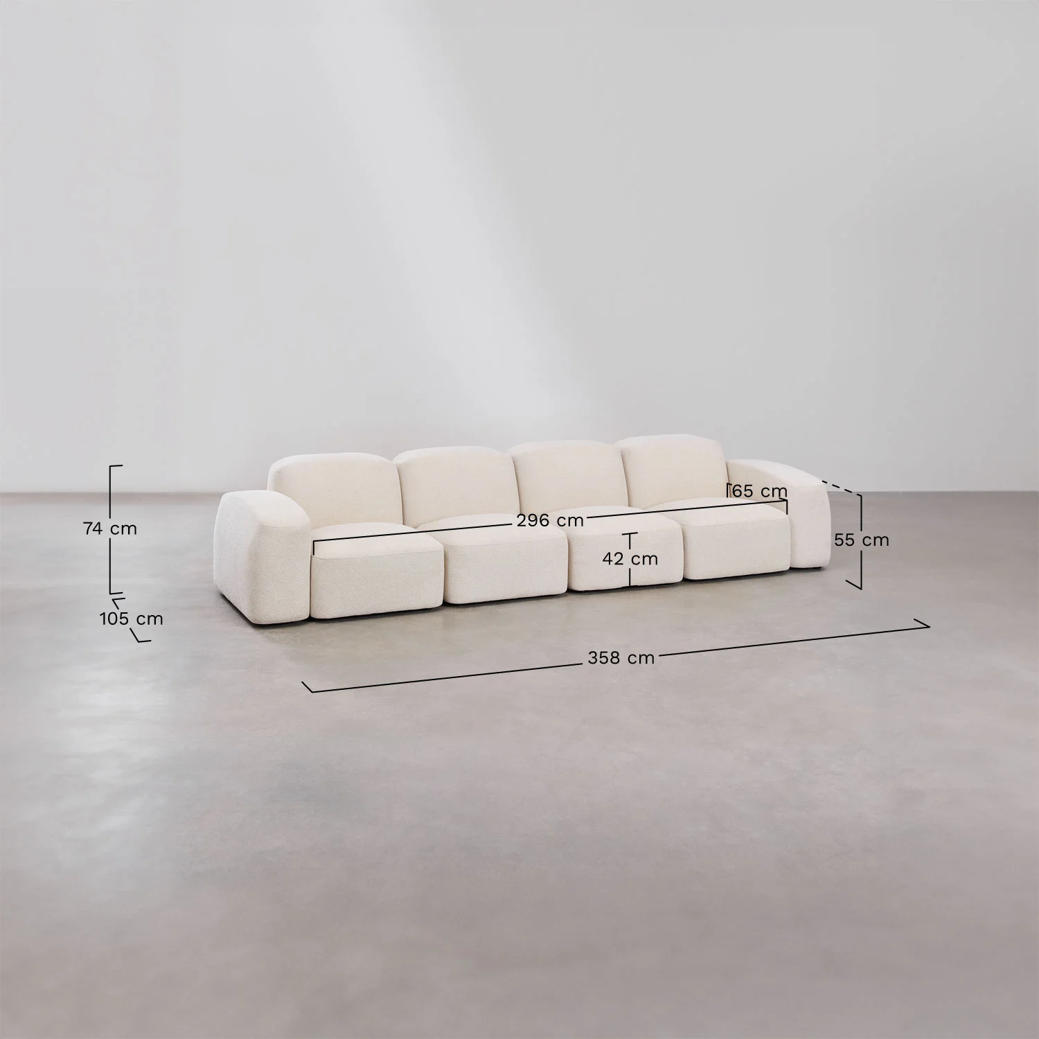 UV HOME Bastian 4-piece modular sofa and pouf