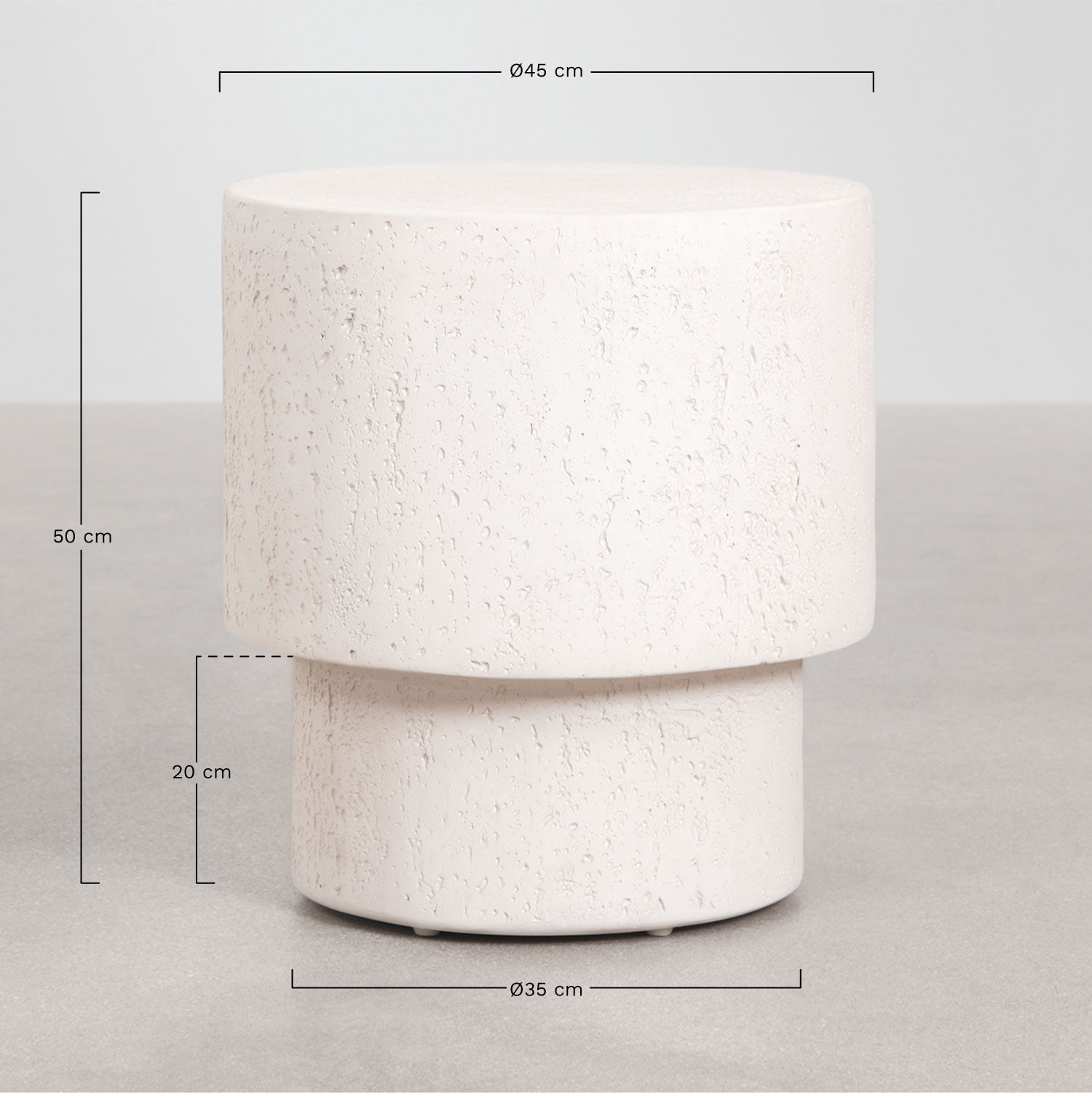 UV HOME Selara Round Bedside Table Ø45 cm in Cement