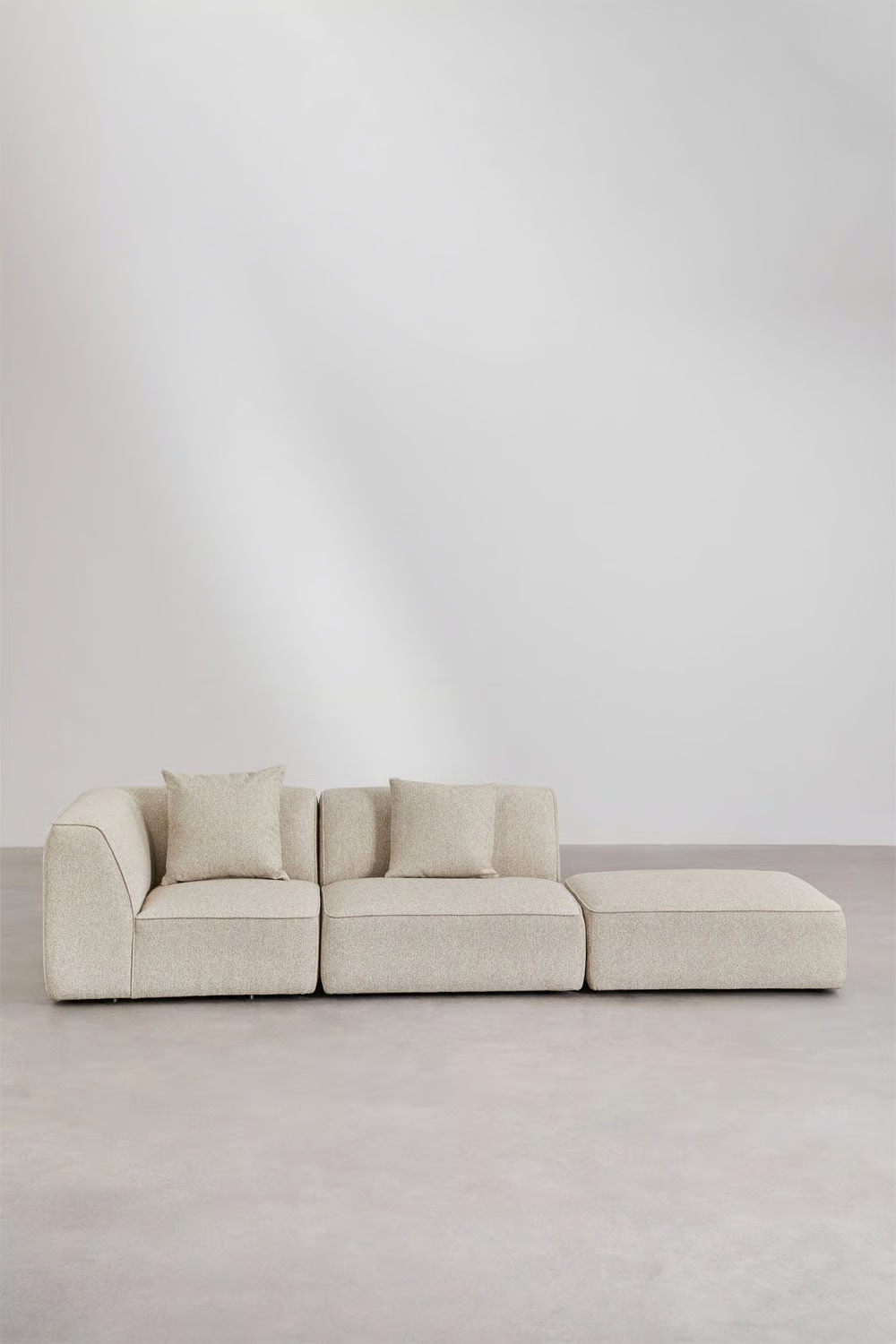 UV HOME Cardea 2-piece modular corner sofa with upholstered pouf
