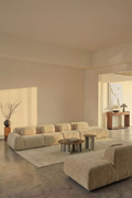UV HOME Modular 4-part corner sofa with right couch in vacuum packed chenille Merida