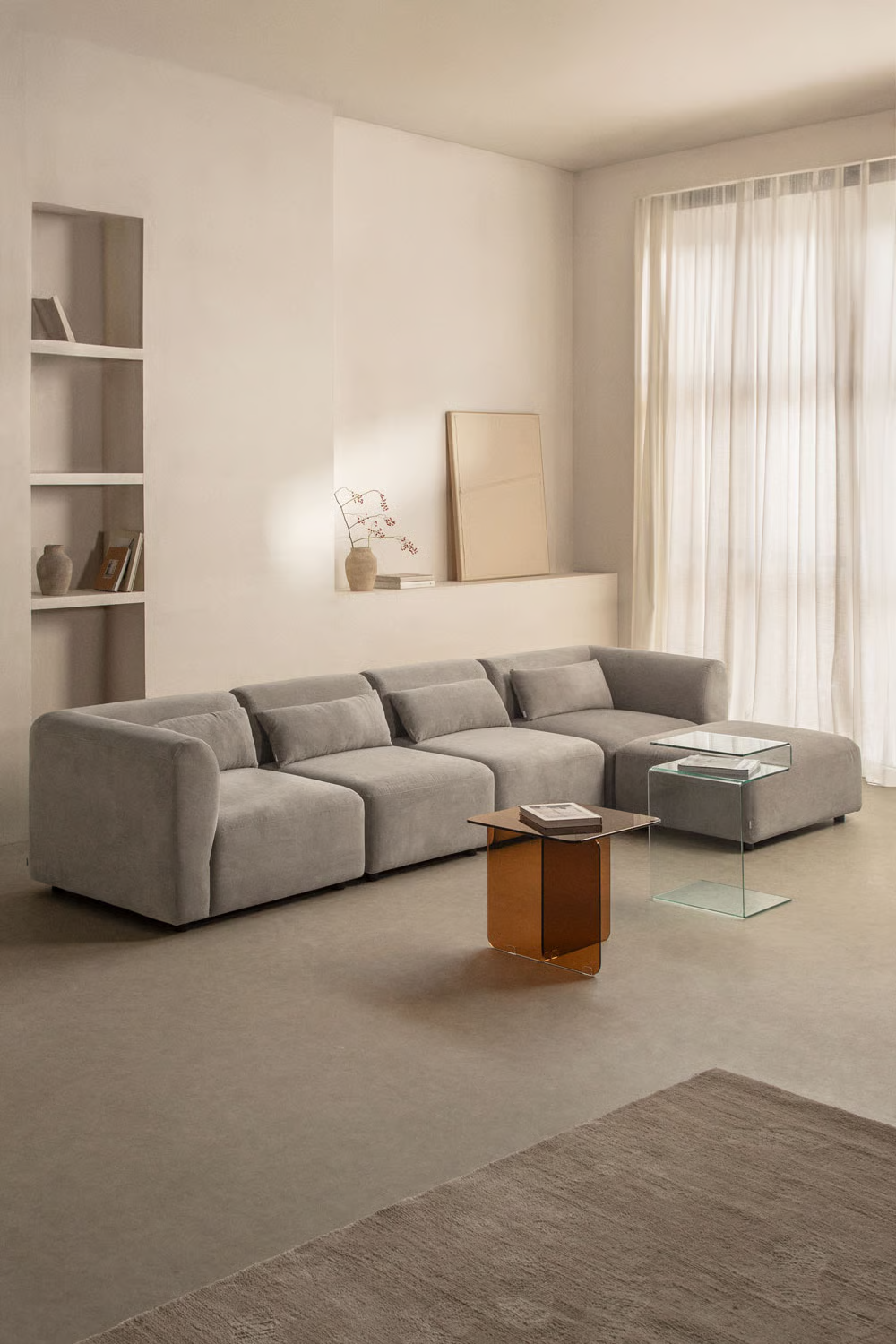 UV HOME 4-piece modular sofa with upholstered ottoman Fogle