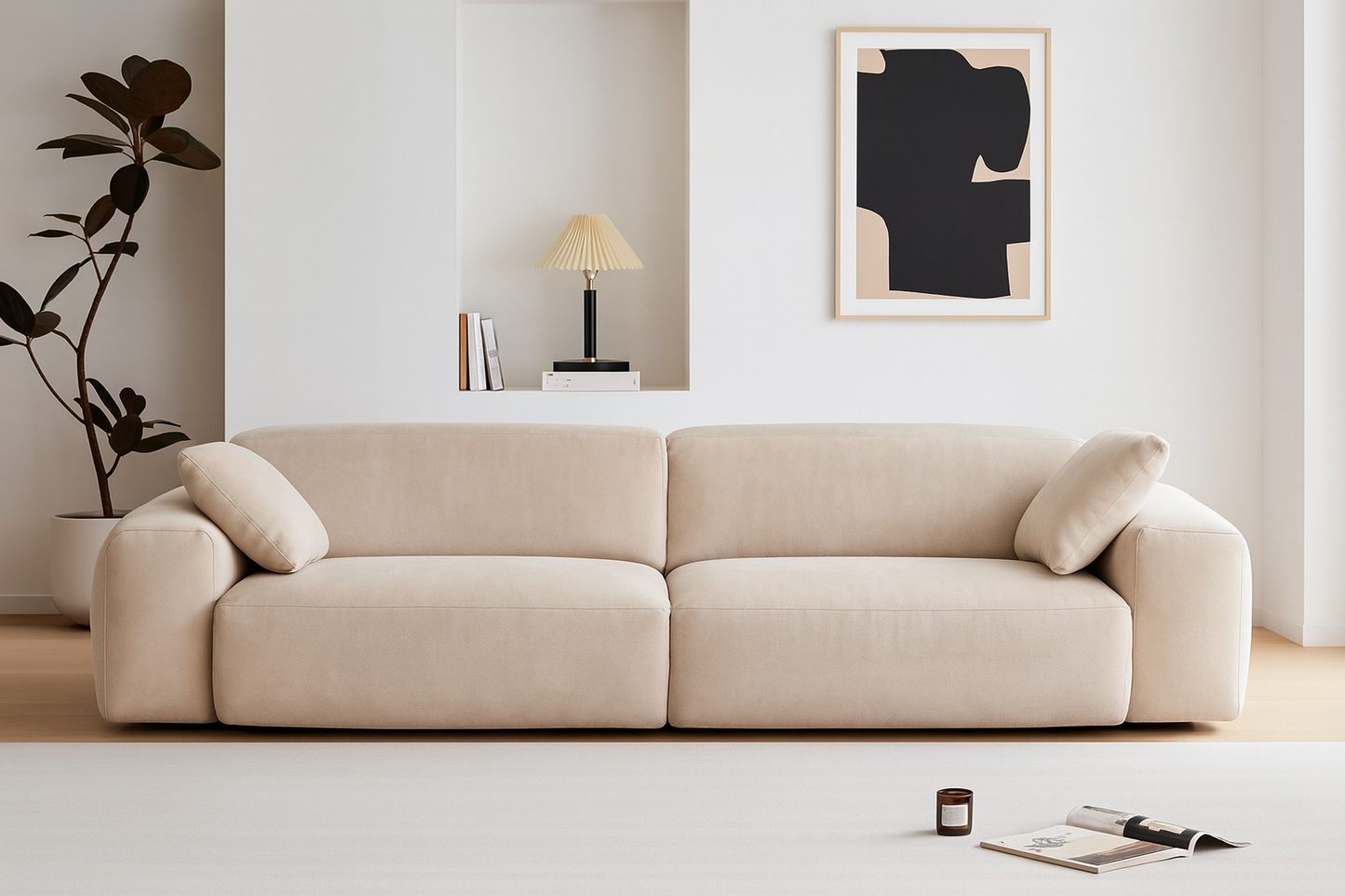 Modern Minimalist Living Room with Beige Sofa by UV Home