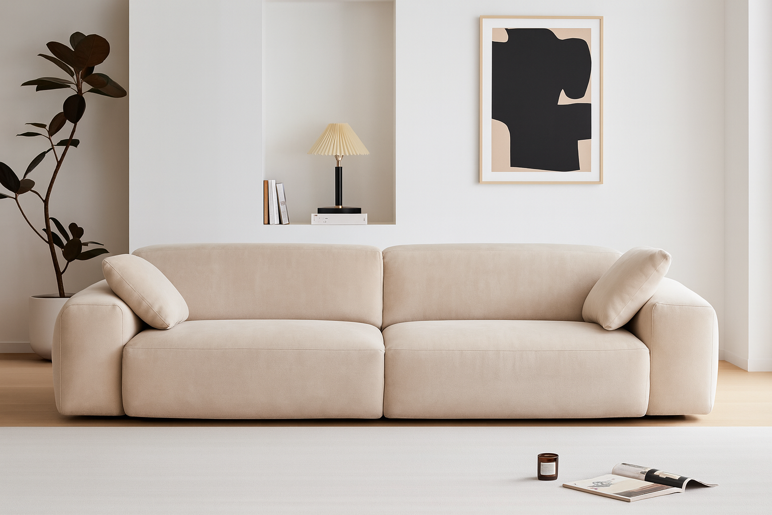 Modern Minimalist Living Room with Beige Sofa by UV Home