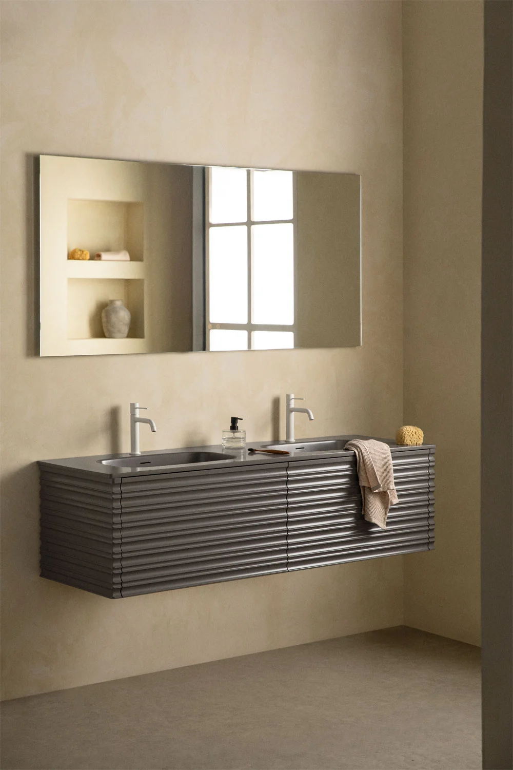 UV HOME Noura Floating Wooden Bathroom Vanity Set with Integrated Sinks