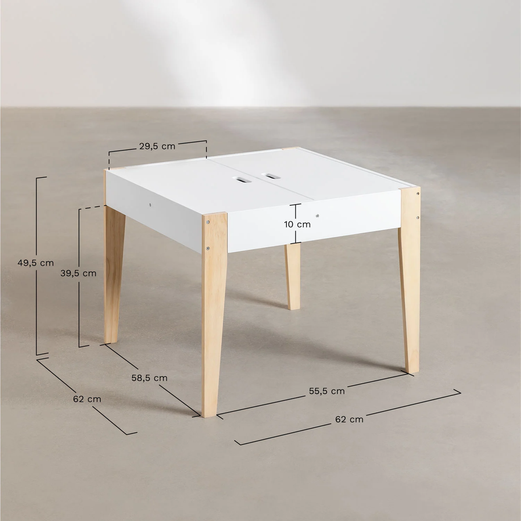 UV Home Set of chalk table with storage and 2 chairs in MDF and pine wood Belfy Kids