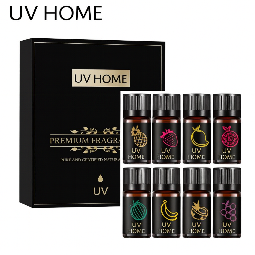 UV HOME Premium Fragrance Essential Oil Set – 8 Natural Fruit Scents