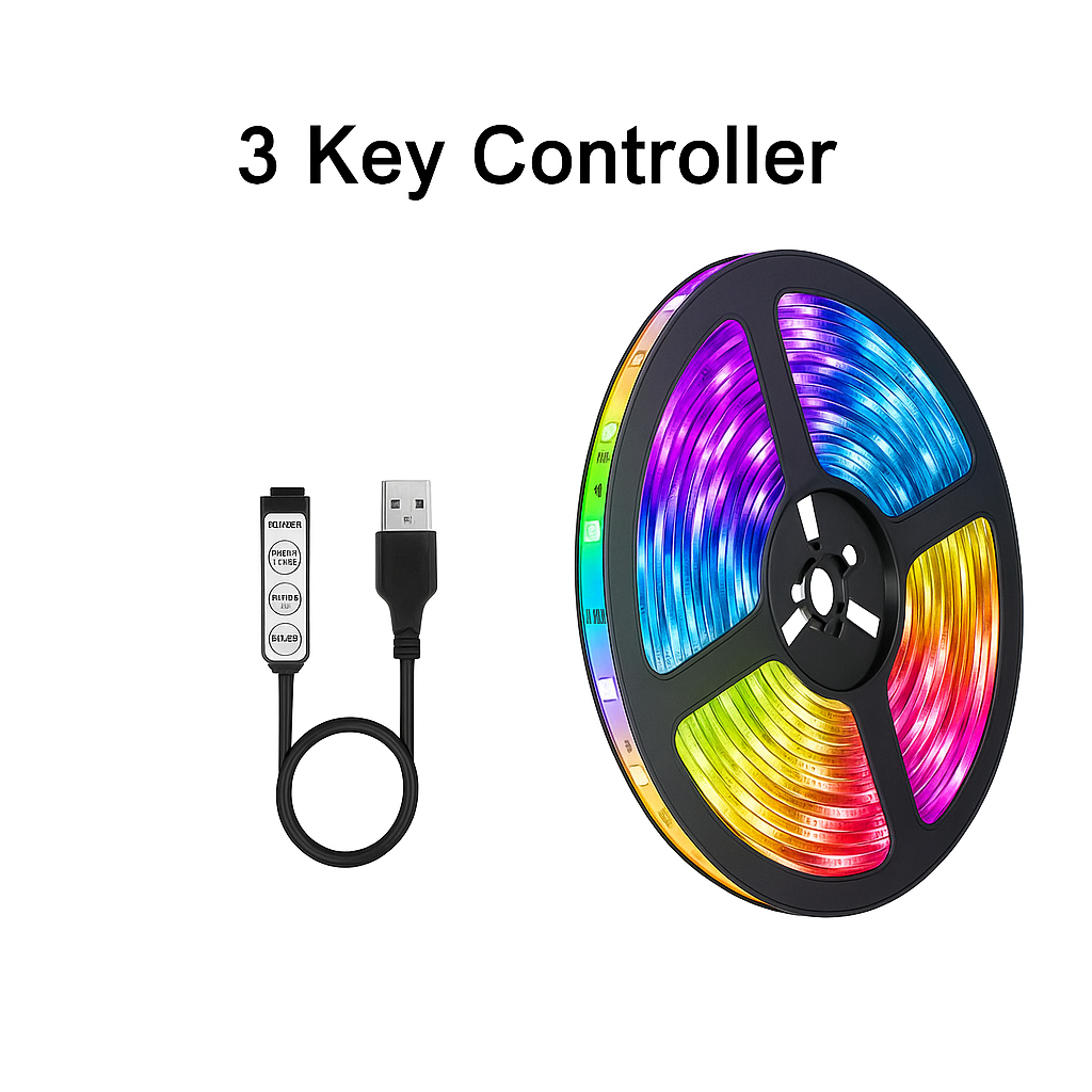 UV HOME LED Strip Lights with 3-Key Controller