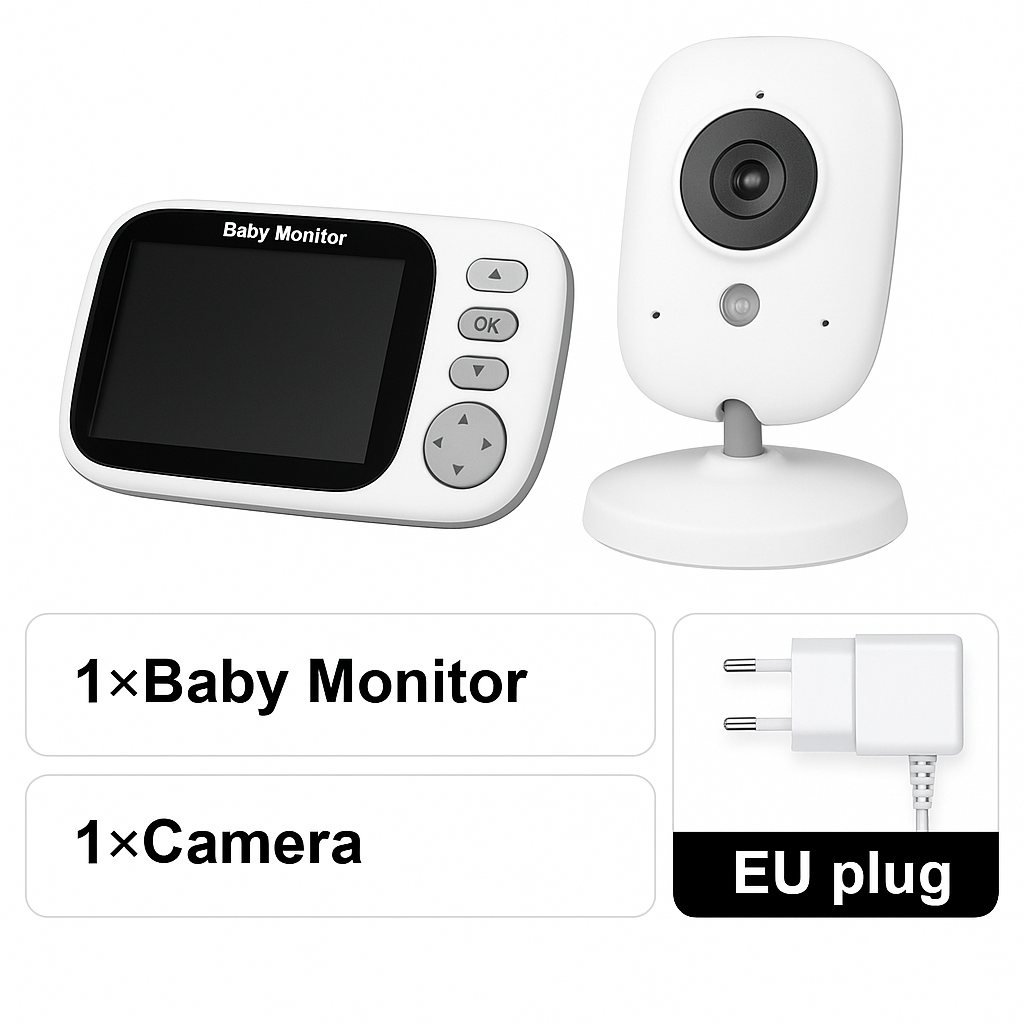 UV HOME – 3.5" Video Baby Monitor with Night Vision, 2-Way Audio, Temperature Sensor & Security Camera