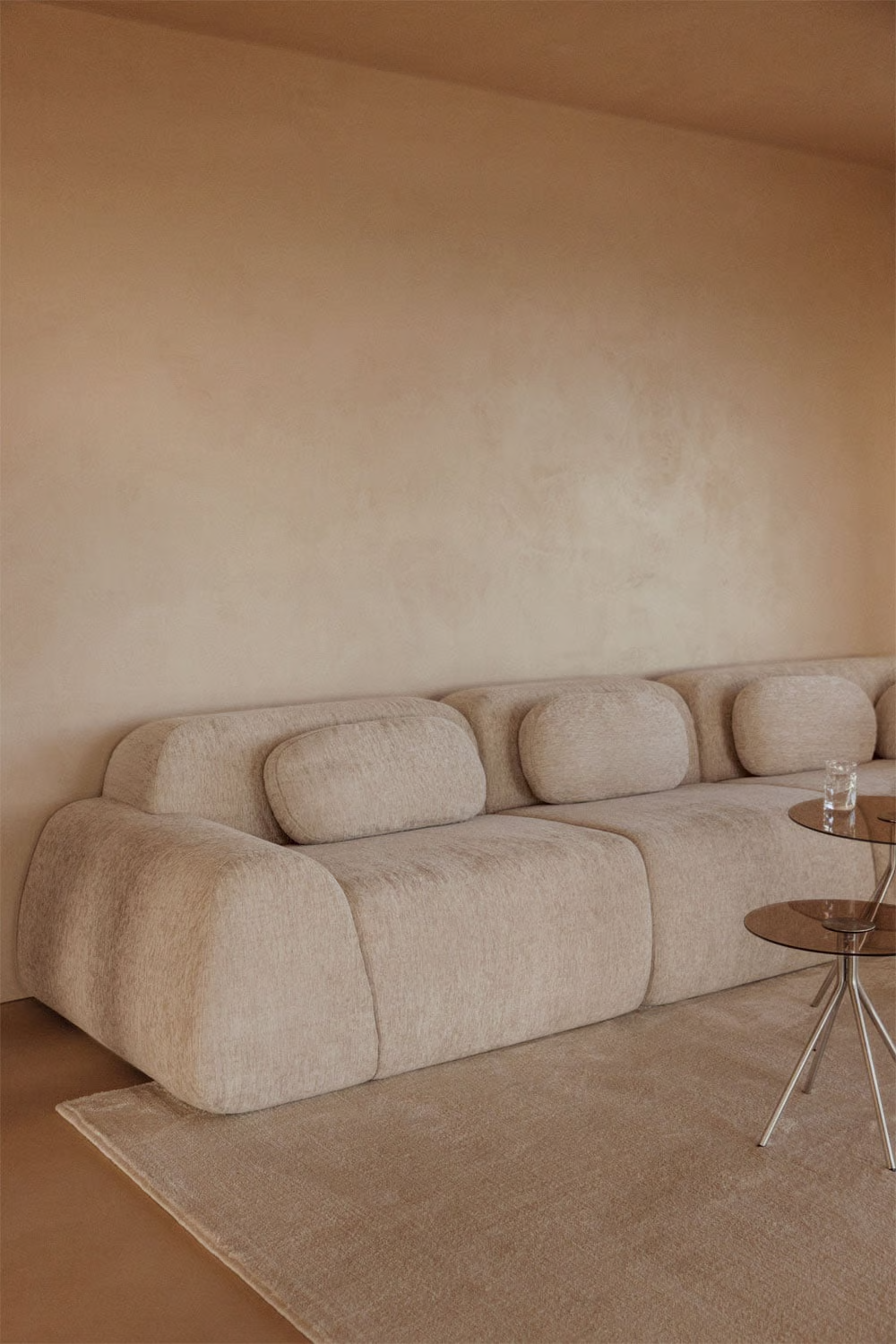 UV HOME Left corner module with armrest for modular sofa in chenille vacuum packed Merida