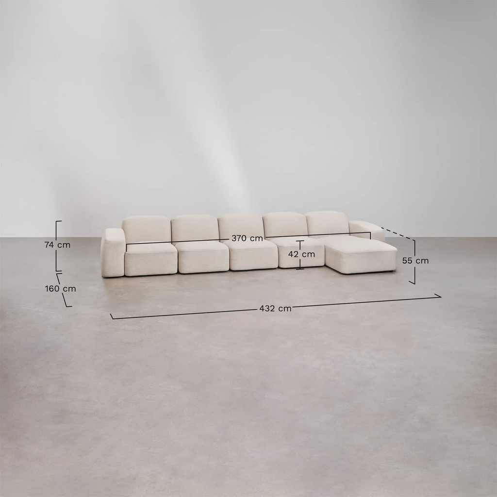 UV HOME Bastian 5-piece modular chaise longue sofa right
