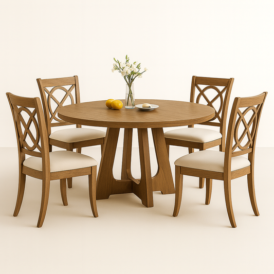 UV HOME 120CM Round Dining Table – Modern & Durable Design, Gray Finish, Ideal for Compact Spaces (Without Chairs)