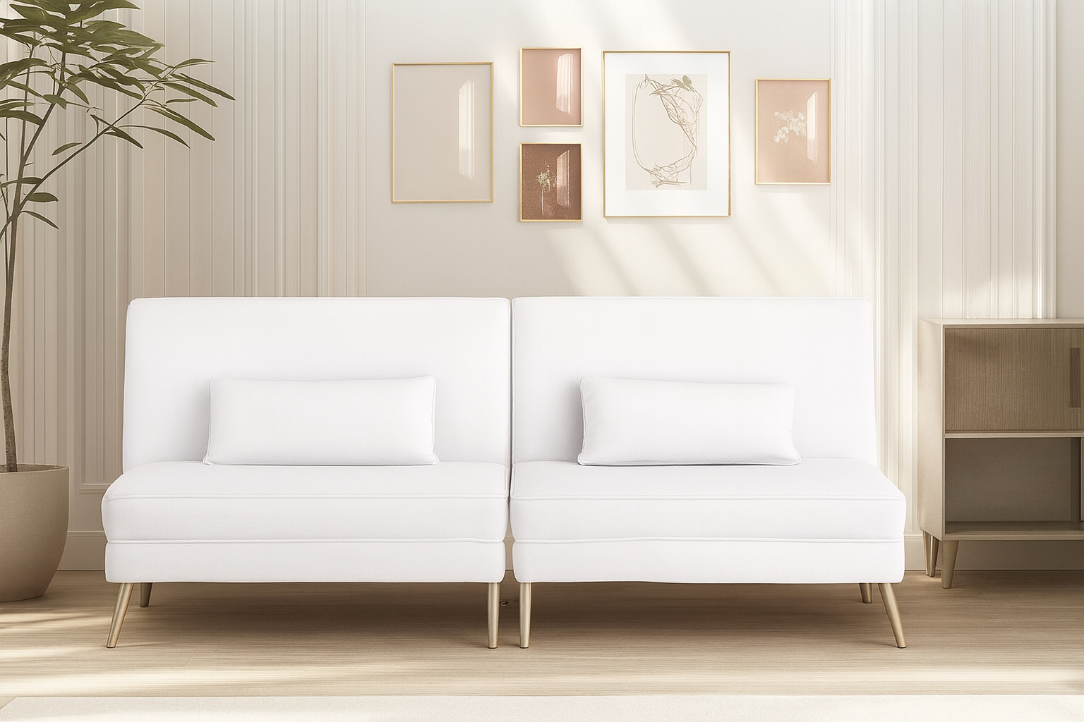 Modern Green Two-Seater Sofa with Pillows – UV Homes