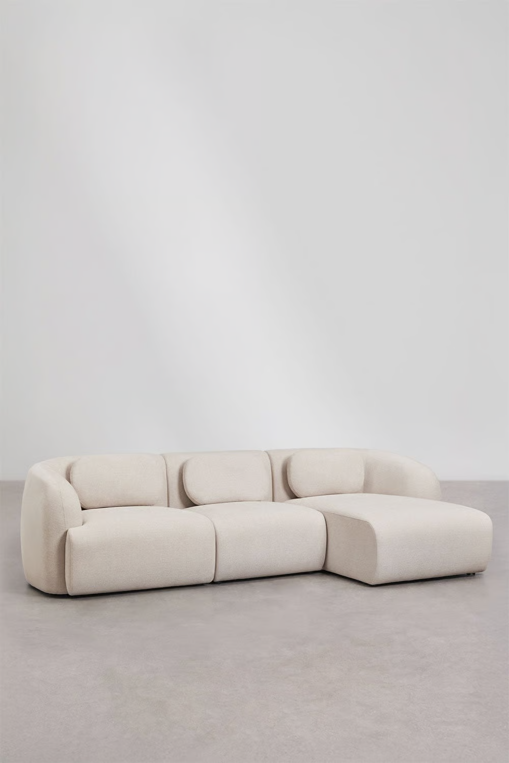 3-piece modular right chaise longue sofa in chenille Coquette