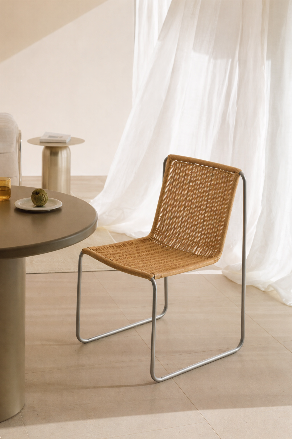 UV HOME Omaha Dining Chair – Stainless Steel & Synthetic Cane