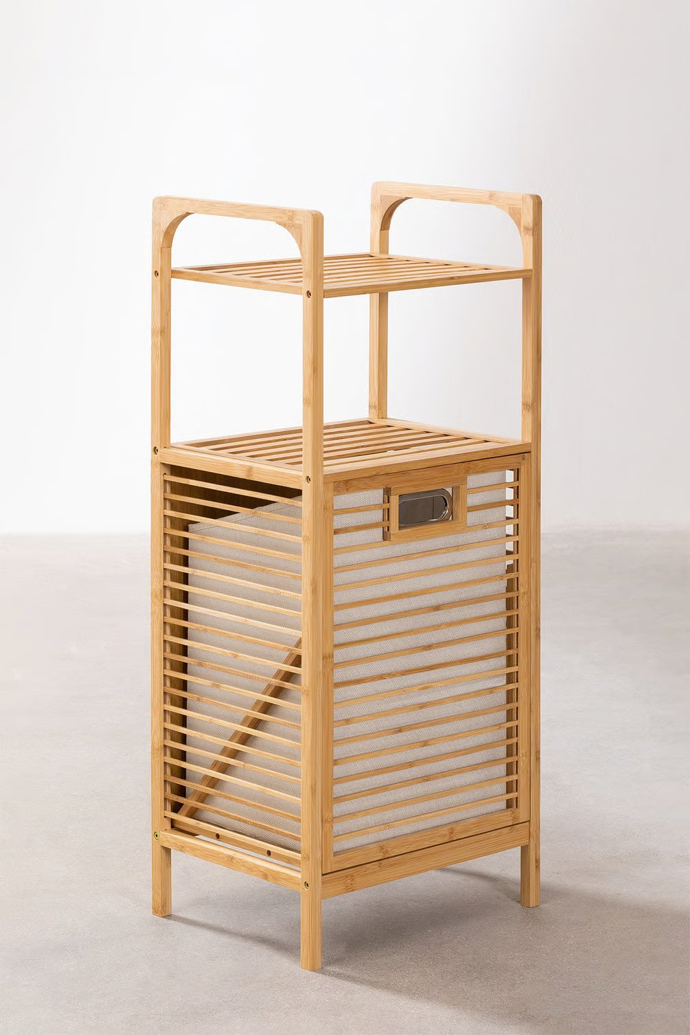 UV HOME Lauren Bamboo Laundry Basket with Shelf