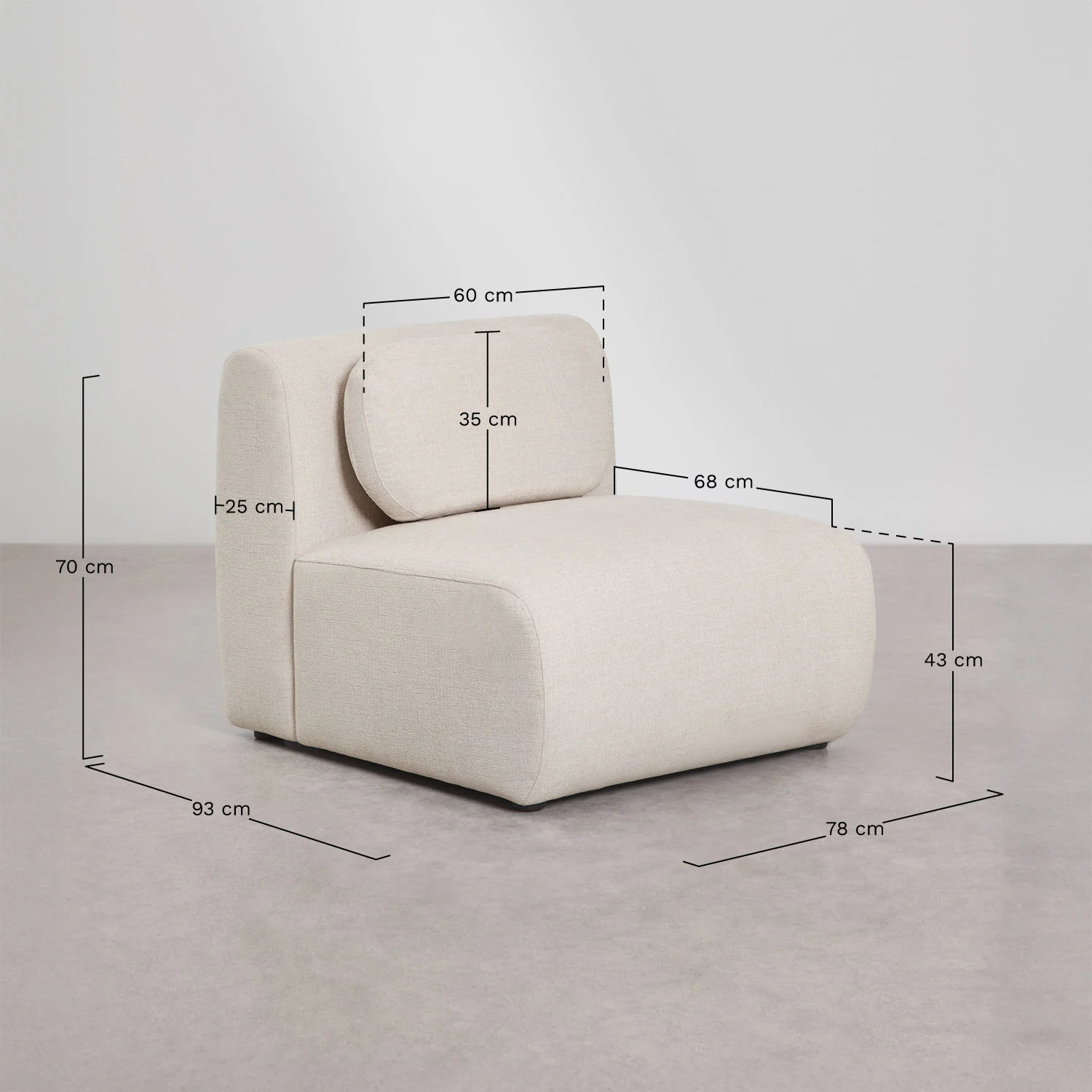 UV HOME Centrale module voor modulaire bank in chenille Coquette