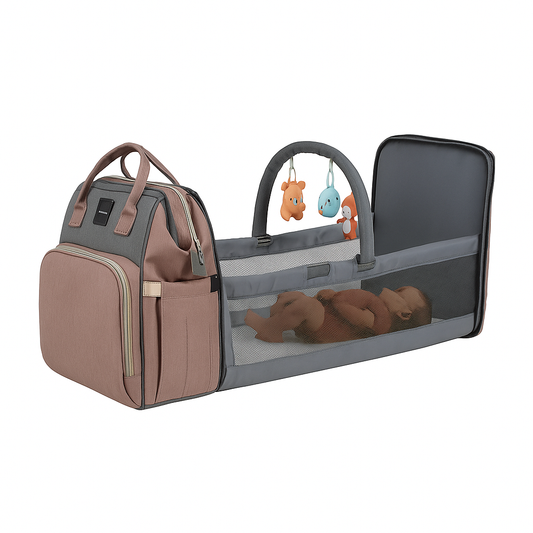 UV HOME – Lightweight Portable Mommy Bag with Foldable Crib, Large-Capacity Travel Maternity Backpack for Moms & Babies