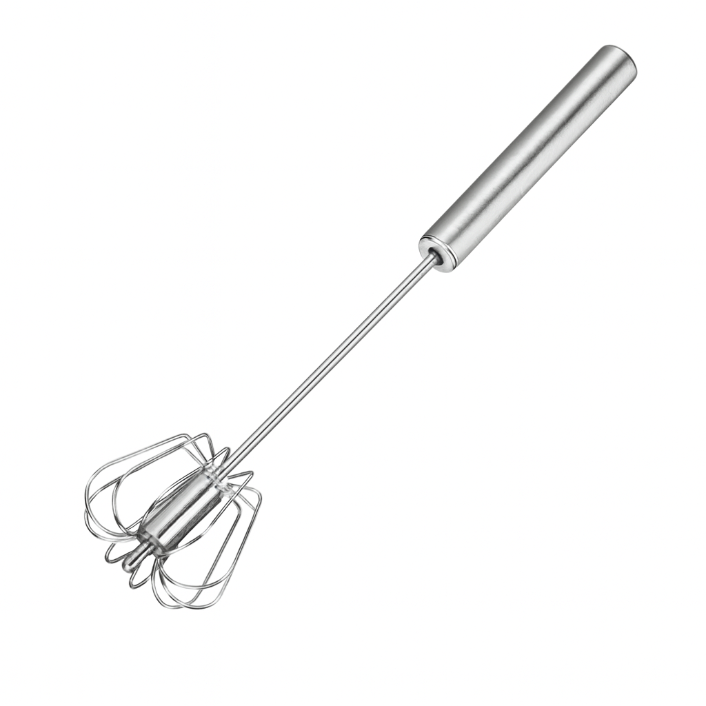 UV HOME Stainless Steel Push Whisk - Handheld Rotary Egg Beater (S/M/L Sizes)