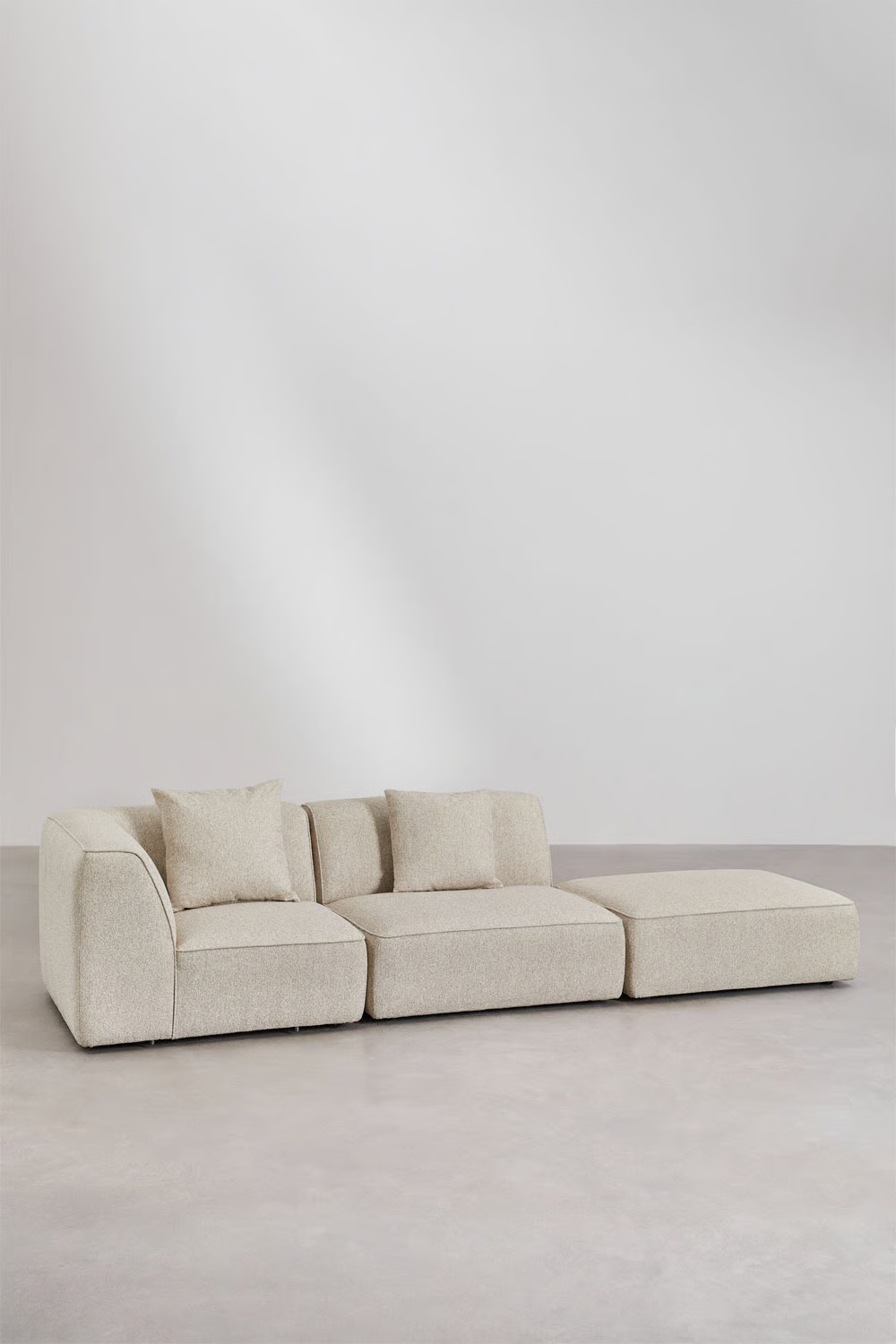 UV HOME Cardea 2-piece modular corner sofa with upholstered pouf