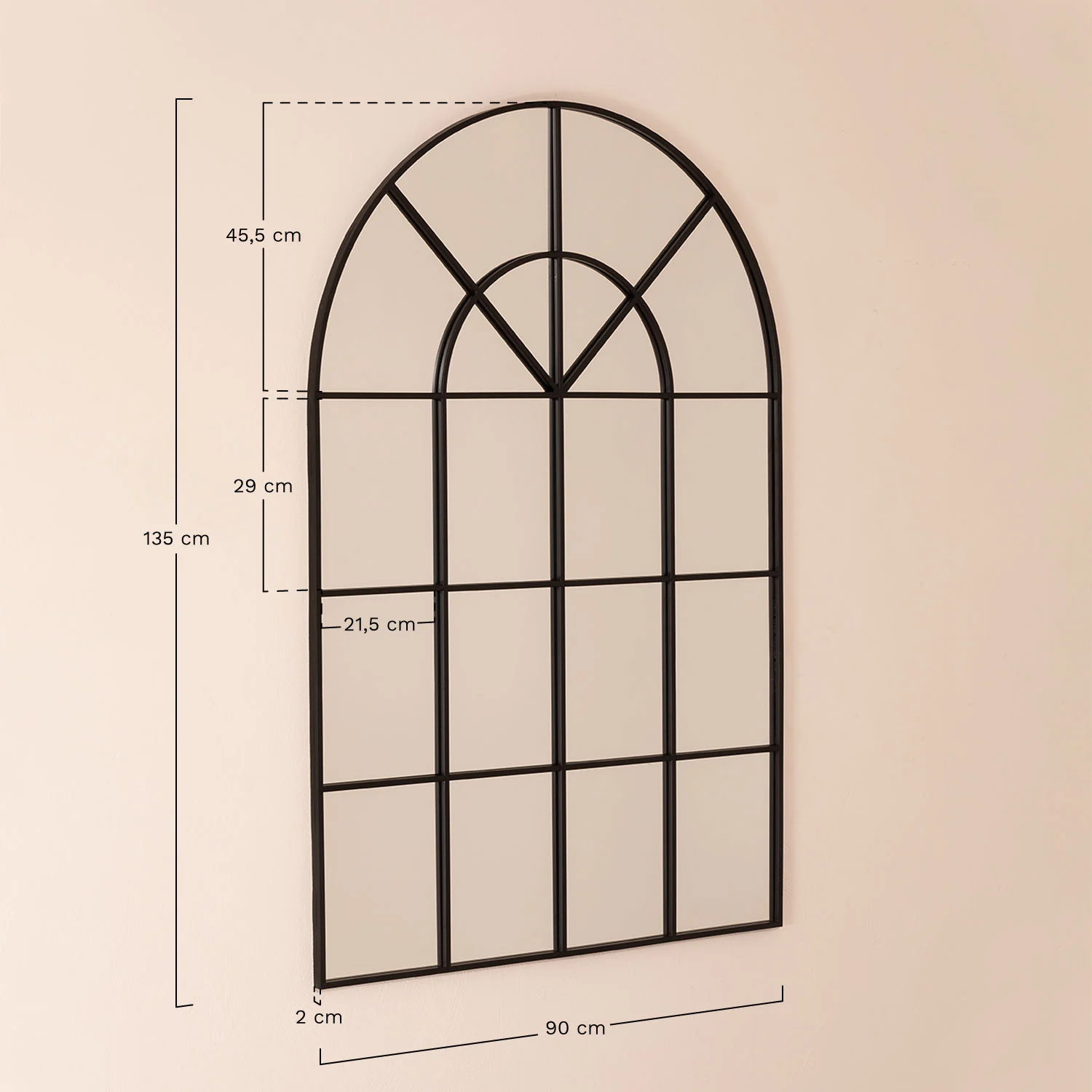 Paola Metal Wall Mirror with Window Effect 90 x 135 cm
