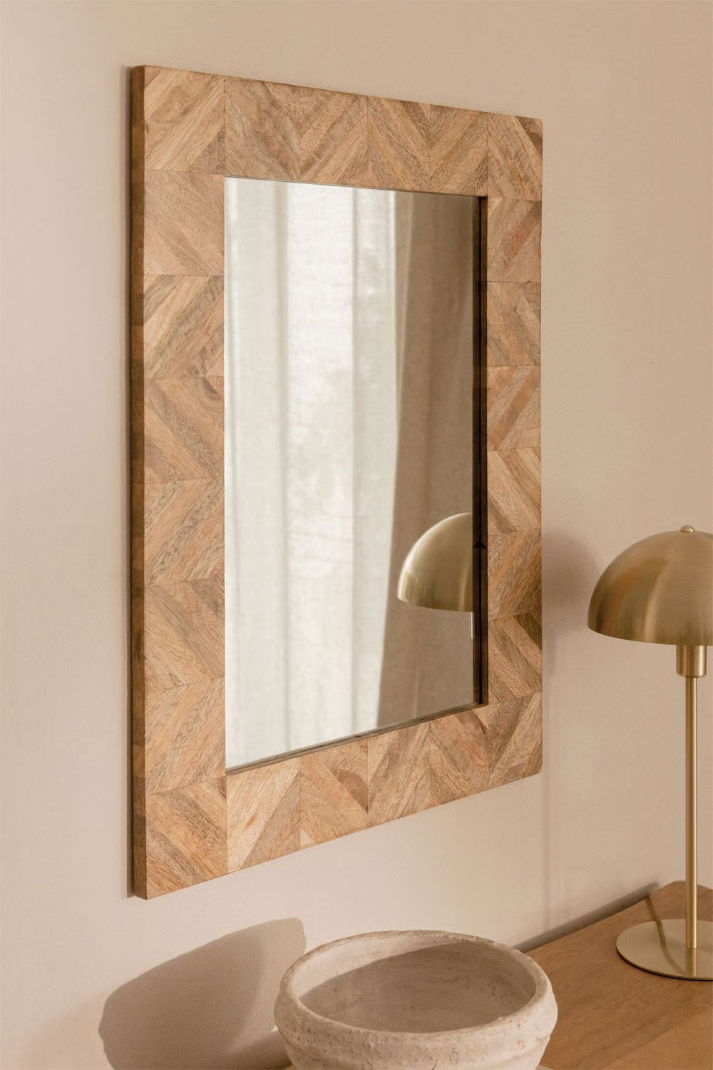 UV HOME Mykonos Rectangular Wall Mirror 50 x 70 cm (Mango Wood)