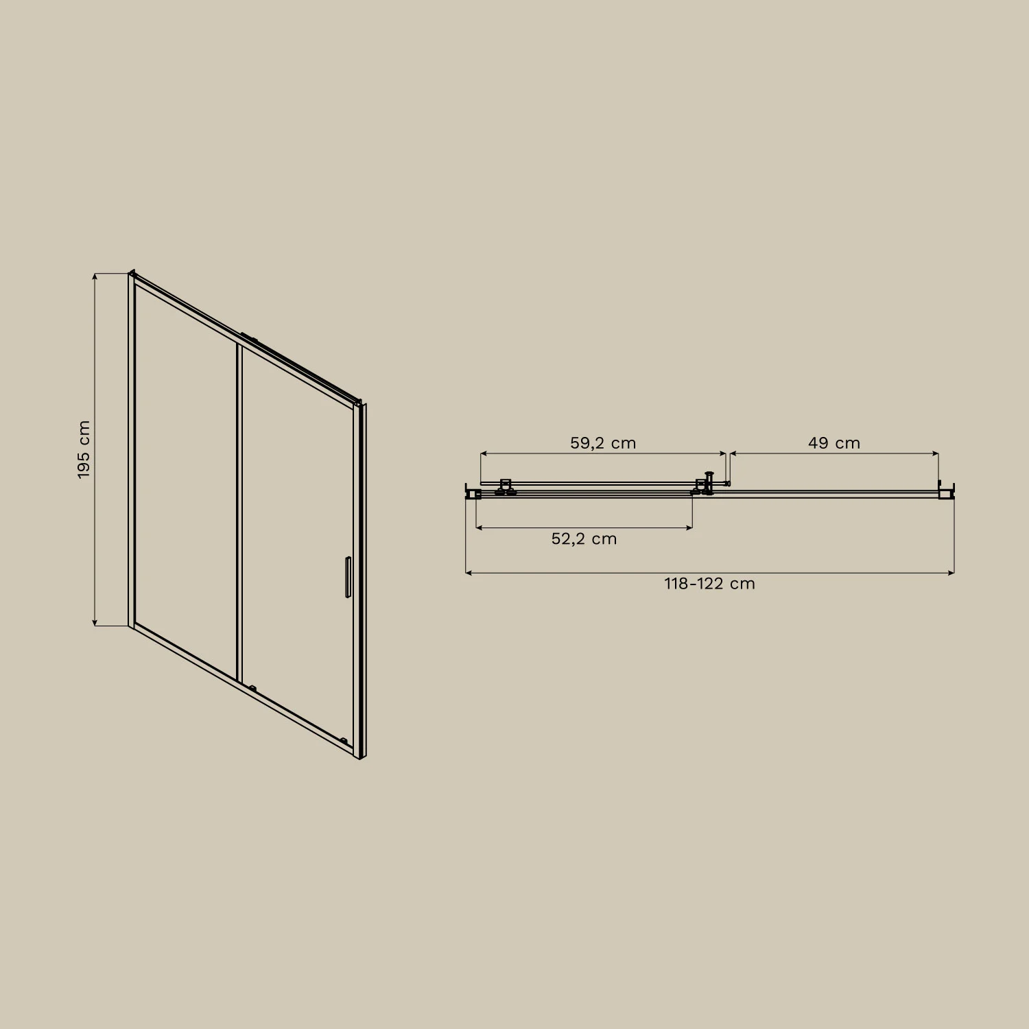 UV HOME Shower enclosure with front access and soft-close sliding door, 6 mm tempered glass and Dover aluminum