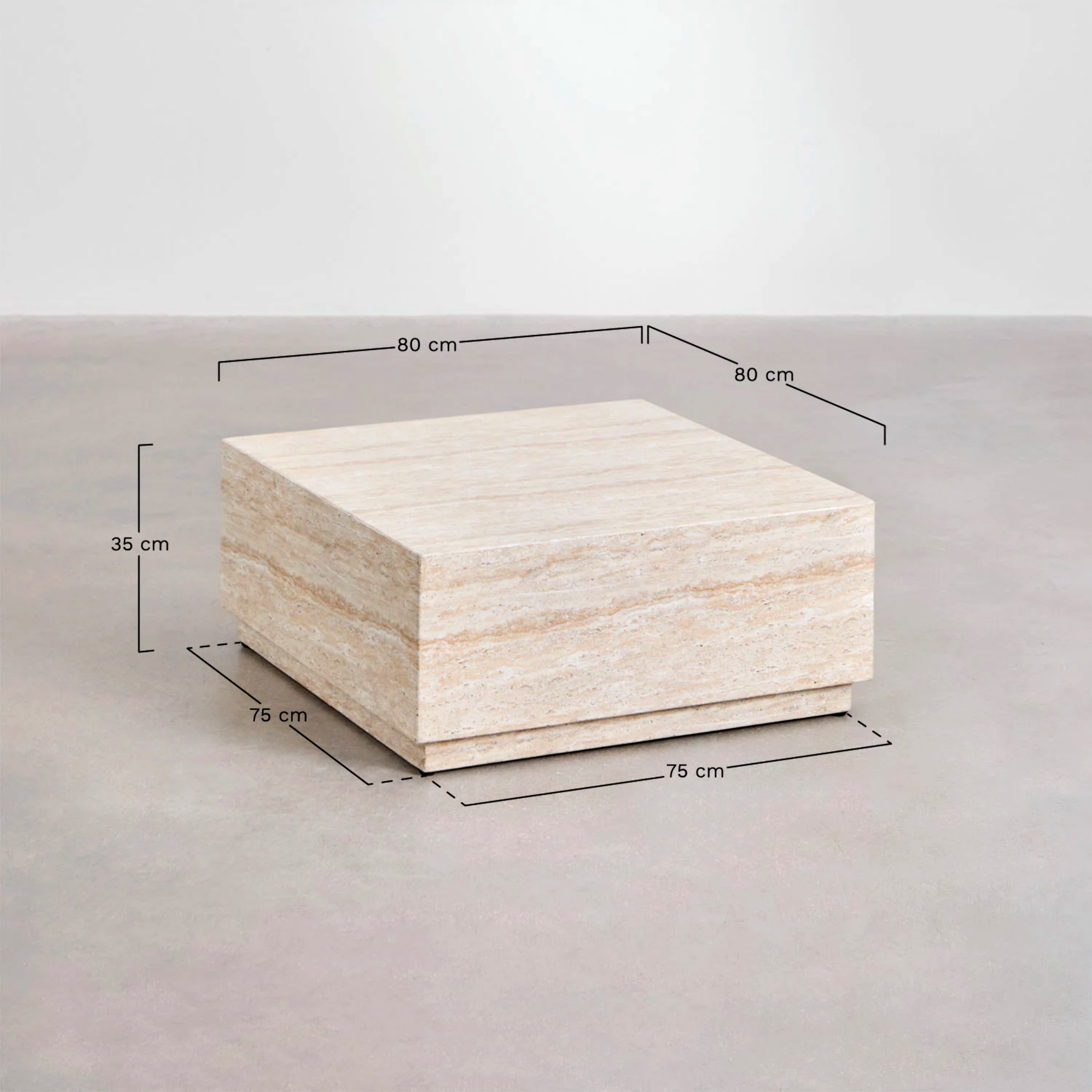 UV Home Imala Square Coffee Table  – Travertine Concrete Look