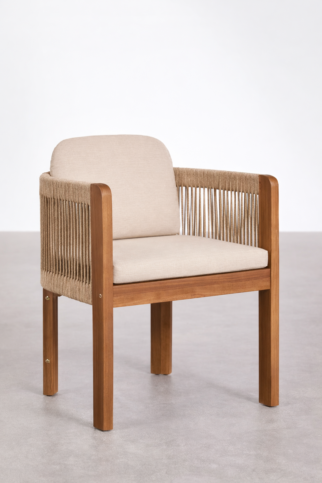 UV HOME Serel Dining Chair – Acacia Wood & Braided Rope