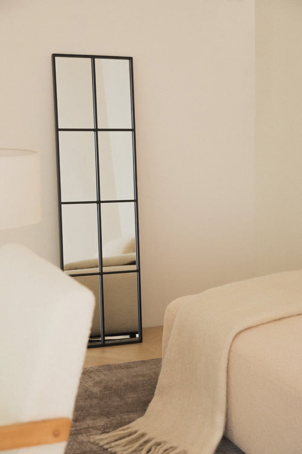 Rania Rectangular Wall Mirror with Window Effect 40 x 130 cm (Metal)